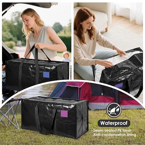 RMOHRO 6 Pack Extra Large Heavy Duty Moving Bags with Reinforced Zipper & Wide Handles, Moisture-Resistant Storage Bins Packing Cubes for Clothes, College Dorm, Travel, and Home Organization, Black thumbnail 8