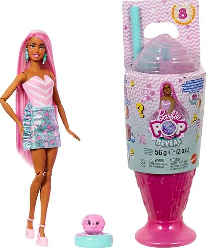 Barbie Pop Reveal Series Fashion Doll & Accessories Set, Treat Series, Sweet Swirl Theme with Pet, 8 Surprises Include Color Change - Image 1
