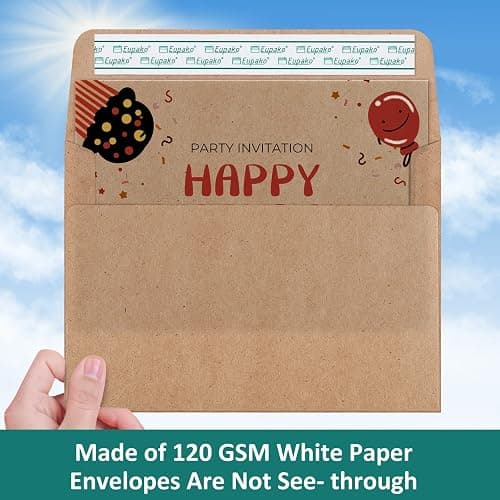 Eupako Brown Blank Cards and Envelopes 100 Pack - 5x7 Heavyweight Folded Cardstock and A7 Envelopes Self Seal for DIY Greeting Cards, Invitations, Wedding, Baby Shower, Birthday, Thank You Cards thumbnail 4