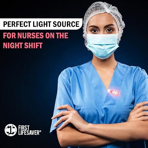First Lifesaver LED Wearable Lights for Nurses with Hands-Free Magnetic Clip for Clothing and Scrubs, Soft White, Color, or Flashing Color Lighting, Strong Magnetic Grip (Red) thumbnail 2