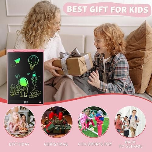 [2 Pack] Genialba 8.5 inch LCD Drawing Tablet for Kids Colorful Screen Writing Board Toddler Toys Learning Educational Stocking Fillers Kids Gifts for for 3 4 5 6 7 Year Old Boys Girls, (Pink&Blue) thumbnail 7