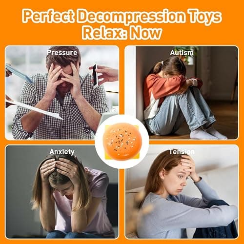Taba Squishy Hamburger Toy, Stress Relief Slow Rising Fidget Adult Realistic Food Replica with Sesame Seeds Handmade Soft Silicone Squeeze Toy Gift thumbnail 6
