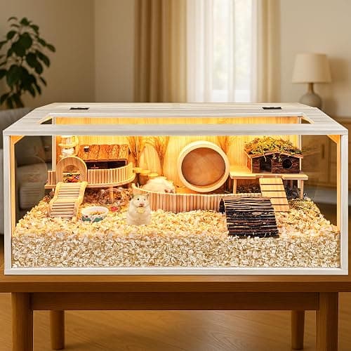 Prolee Hamster Cage Chewproof Wooden 40 Inch Guinea Pig Cages Mice and Rat Habitat Openable Top with Acrylic Sheets Solid Built thumbnail 2