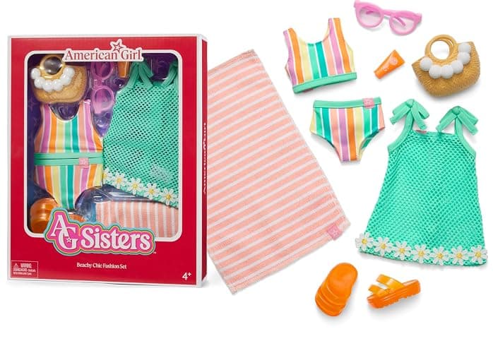 American Girl, AG Sisters Beachy Chic Fashion Set, Doll Clothes, for 14.5-inch Dolls, 8 pcs, for Ages 4+ - Image 1