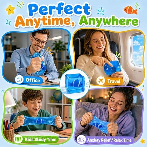 Stress Cube Squishy Toys, Glow-in-The-Dark Clownfish Inside, Squishys Sensory Toy to Stress and Anxiety Relief, Squeeze Fidgets for Autism Adults Party Favors, Halloween, Christmas, Travel Gift thumbnail 8
