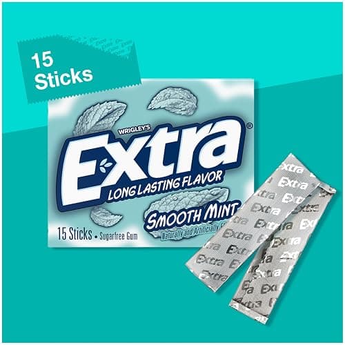 Extra Gum Smooth Mint Sugarfree Gum Bulk, Individually Wrapped, Perfect for Fresh Breath at School, Work, and Travel, 15 Count, Pack of 10 thumbnail 3