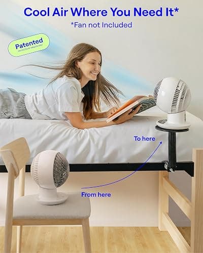 FanShelfie Adjustable Fan Holder for Dorm Room, Bunk & Lofted Bed, College Essentials for Boys & Girls, Patented Height & Distance Design, Compatible with Popular Dorm Fans, 2 Height Options (Black) thumbnail 2
