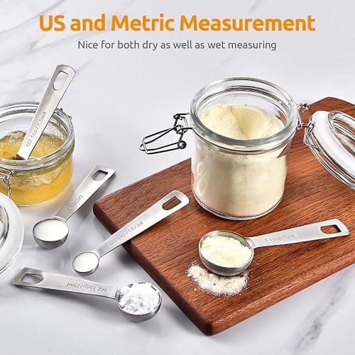 U-Taste Teaspoon Tablespoon Measuring Spoons: 18/8 Stainless Steel Measure Scoop Set of 5, 1/4 TSP, 1/2 TSP, 1 TSP, 1/2 TBSP & 1 TBSP, Metal Kitchen Measurement Utensil for Dry and Liquid Ingredients thumbnail 8