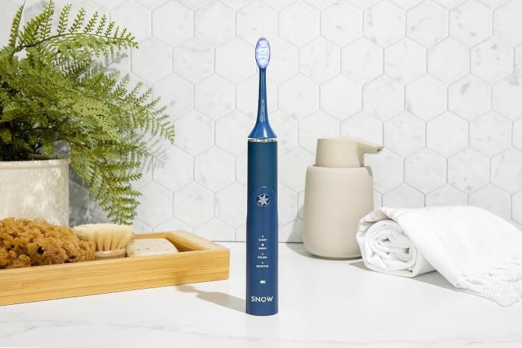 SNOW LED Whitening Electric Toothbrush | Dentist-Designed Electric Toothbrush for Adults | Sonic Technology, LED Light, Modes, Timer, Rechargeable Plaque Removal & Teeth Whitening Polar Blue Gen2 thumbnail 2