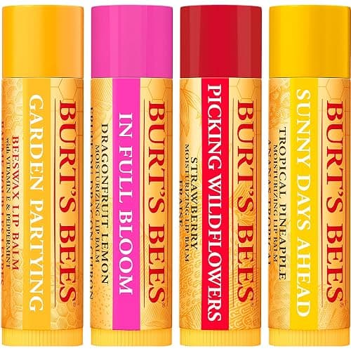 Burt's Bees Lip Balm Gift Set, Beeswax, Strawberry, Tropical Pineapple, Dragonfruit Lemon, In Full Bloom, 4x4.25g thumbnail 2