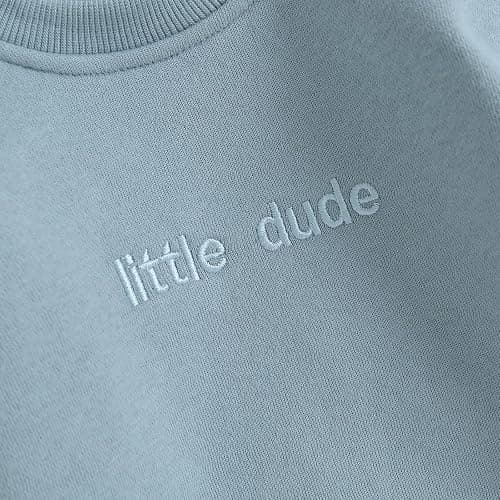 VISGOGO Newborn Infant Baby Boy Girls Oversized Romper Little Dude Sweater Onesie Coming Home Outfit Neutral Clothes - 0-3 Months - Blue thumbnail 5