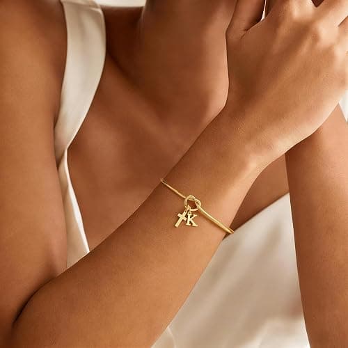 M MOOHAM Gold Cross Bracelet for Women Girls, Letter A-Z Cuff Knot Bracelet | 14K Gold Plated, Cross Initial Bracelet, Non Tarnish Gold Bracelet, Religious Christian Baptism Gift, Waterproof Jewelry thumbnail 3