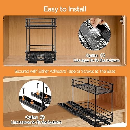 VINATO Portaspezie Scorrevole a 2 Livelli – Organizzatore Cucina Salvaspazio con Guide, Portaoggetti per Dispensa (26x15x21,8 cm) thumbnail 7