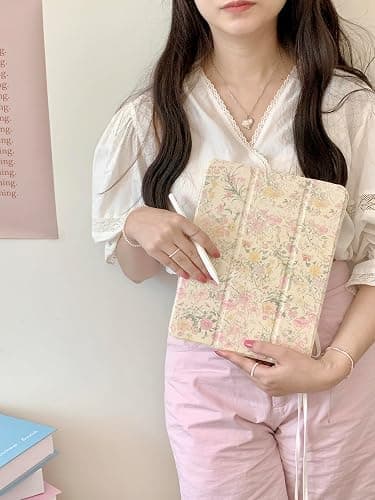 Adjustable Stand Hard PU Clear Back Folio Case for Apple iPad Pro 13-Inch 2024 M4 Model A2925 A2926 Flowers Floral Pattern Refreshing Classic Vintage Pretty Chic Cute Lovely Girls Women thumbnail 9