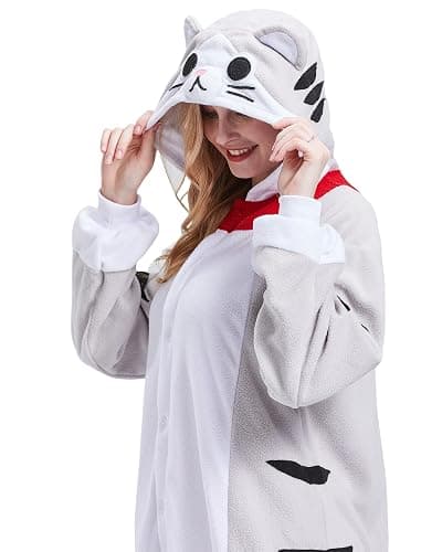 QUERITU Adult Onesie Pajamas - Unisex Halloween Animal Cosplay Costume Sleepwear - Comfy One-Piece Suit for Men & Women thumbnail 6