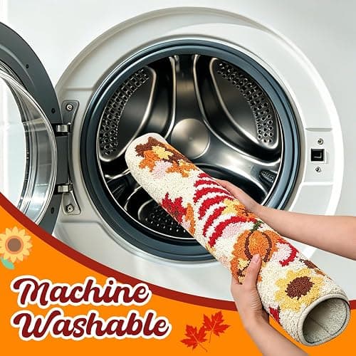 Aorailep Toilet Rugs U Shaped, Fall Gnome Bathroom Rugs for Thanksgiving | Thanksgiving Decor, 23.6x19.7 Inch, Soft, Tufted, Washable, Non-slip, Sunflowers, For Toilet Base, Contour Bathrugs thumbnail 5