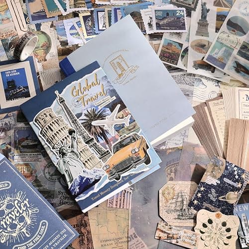 emmoolife Scrapbooking Supplies Kit, Daily Life World Travel Scrapbook Kit for Bullet Junk Journal, Stationery, A6 Grid Notebook, DIY Journaling Supplies, Birthday Craft Gift Teen Women thumbnail 7