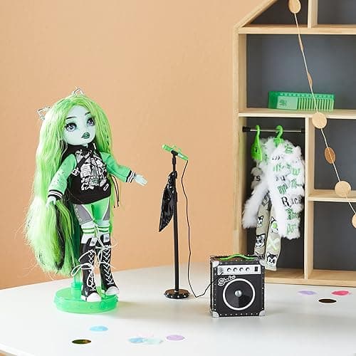 Rainbow Vision Shadow High Neon Shadow- Harley Limestone (Neon Green) Posable Fashion Doll. 2 Designer Outfits to Mix & Match, Rock Band Accessories Playset, Great Toy Gift Kids 6-12 Years & Collector thumbnail 10