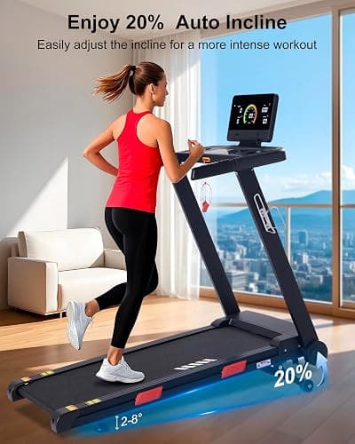 ATEEDGE Treadmill with Auto Incline, 20% Incline, 3.0HP, 10 MPH Running Machine, 18.5" Wide Belt, 350 lbs Capacity, Treadmill for Home with Bluetooth App thumbnail 7