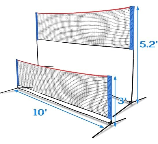 Doubleriver Volleyball Net: 10FT Height Adjustable with Poles Portable for Younth Training on Beach/Backyard thumbnail 2