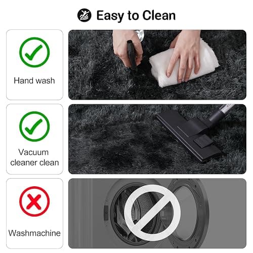 qulint 3x5 Area Rugs for Bedroom, Fluffy Soft Shag Rugs for Living Room, Small Fuzzy Plush Shaggy Carpets for Boys and Girls Dorm Room Home Decor (3ft x 5ft, Tie-Dyed Black Grey) thumbnail 4