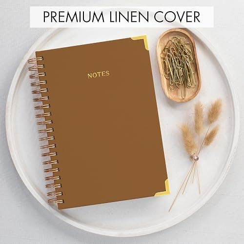 Aesthetic Thick Spiral Notebook Journal For Women in B5 Format - Stylish Linen Hardcover College Ruled Note Book w 300 Lined Pages - Cute Supplies For Bible Study & Staying Organized at Work or School thumbnail 5