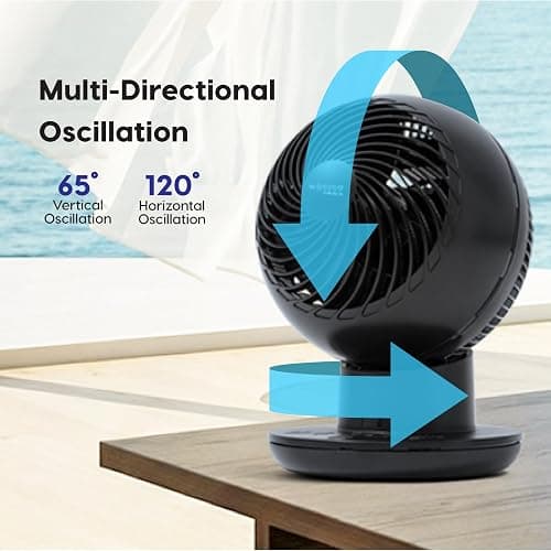 IRIS USA WOOZOO Air Circulator Fan with Remote, Oscillating Table Fan, 8 Speeds, 82ft Max Air Distance, 65° Tilt, Ultra Quiet DC Motor, Small Desk Fan for Bedroom, Office, Dorm, Black thumbnail 5