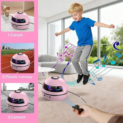 Kinder Smartes Springseil, Automatisches Elektronisches Springseil mit Fernbedienung, 10 Stufen Geschwindigkeit, LED Display Zähler, Bluetooth Musik, Trainingsgerät für Kinder und Erwachsene thumbnail 4
