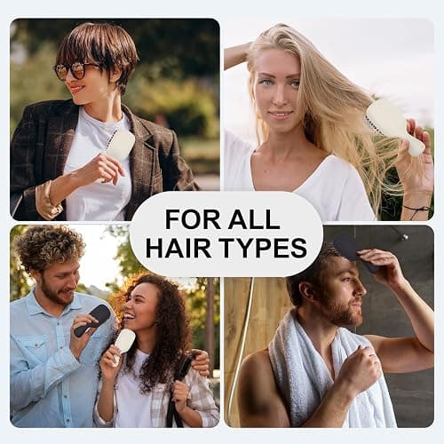 Jurrissa Mini Boar Bristles Hair Bursh, Travel Size Hair Brush for Women Men Kids, Protable Small Hair Brush for Pockets Purses, Mini Detangler Brush for Smooth Add Shine(White) thumbnail 7
