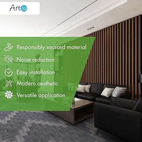 Art3d 4-Pack 12" x 24" Soundproof Wood Slat Panels, 8 sq.ft Acoustic Wall Panels, 3D Wall Panels with Wood Slat Design, Decorative Wood Wall Panel for Accent Walls-Deep Walnut thumbnail 5