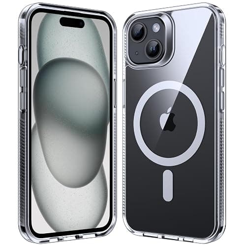 Supdeal Magnetic Clear Case for iPhone 15, [Compatible with MagSafe] [Non Slip Bumper & Not Yellowing] Military Grade Shockproof Transparent Silicone Phone Cover, 6.1", Transparent - Image 1