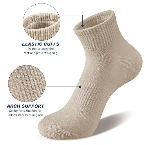 COZYOFFI Natural Ankle Socks Women: 10 Pairs Cotton Running Athletic Socks thumbnail 3