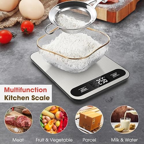 Mik-Nana Food Scale, 22lb Digital Kitchen Scale with 6 Units Tare Function & LCD Display, Stainless Steel Weight Grams and Ounces for Baking, Cooking and Meal Prep (Batteries Included) thumbnail 7