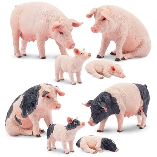 Toymany 8PCS Realistic Pig Figurines Set, Plastic Pig Figures Farm Animals Toys, Birthday Christmas Toy Gift for Kids Toddlers thumbnail 9