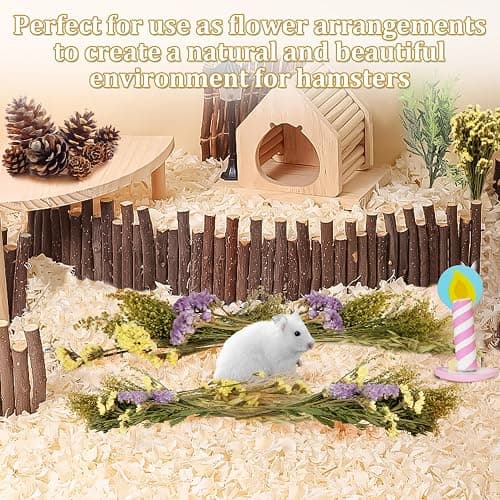Sukh 42Pcs Herb Bedding Habitat Decor - Natural Flower Hamster Mate Herbs Sprays Cage Safe Pet Accessories Decorations Hideout for Hamsters Mouse Guinea Pig Dwarf Gerbils Syrian Mice thumbnail 5