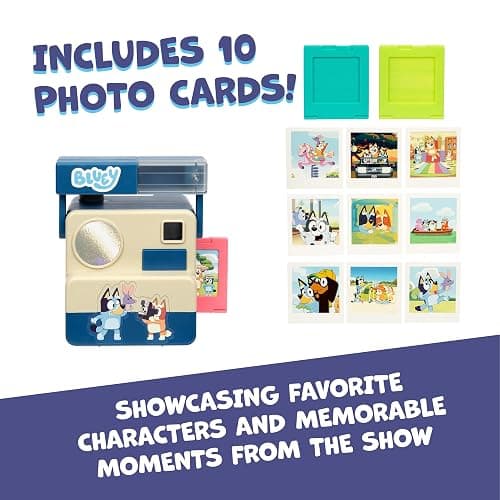 Bluey Chikit Chikit Pretend Camera, 10 Photo Cards, Role Play | 3 pop-out film cartridges, no batteries needed; toddler toy camera for kids ages 3+, birthday gift thumbnail 3