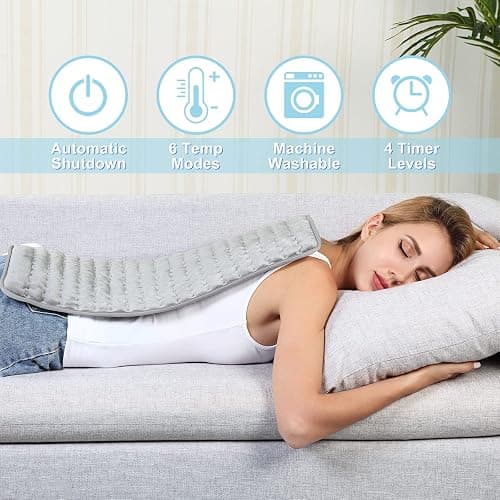 Heating Pad, Electric Heating Pad for Dry & Moist Heat, Electric Heat Pad with Multiple Temp & Timer Settings, Auto Off.(Light Gray, 24"X12") thumbnail 2