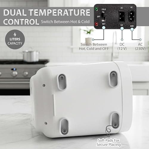 Crystals 4/10/15L Litre Mini Fridge, Table Top Small Fridge Cooler & Warmer for Car Bedrooms Desk Office, 12V DC - 220 AC, Mini Fridge for Bedrooms (LED Mirror [Design: 2] - WHITE, 4L Lights) thumbnail 8