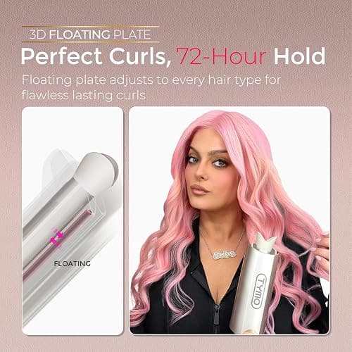Upgraded Automatic Rotating Curling Iron - TYMO CurlPro Plus Long Barrel Curling Wand for Long Hair, Ceramic Hair Curler for Women, Anti-Scald, Tangle-Free, 600M Ionic, Dual Voltage, Gold, 1 Inch thumbnail 5