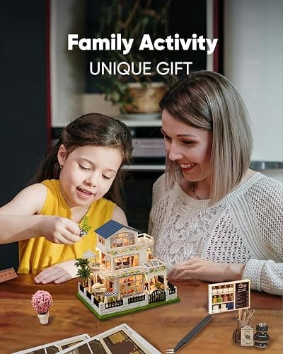 DIY Miniature House Kit, Mini House Kit for Beginners, Mayberry Street Miniatures, Model Building Craft Diorama Kit, Ideal Gifts for Birthday, Christmas(Blue Mansion) - Blue Mansion thumbnail 3