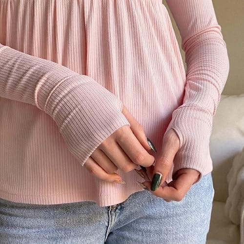 Fairy Grunge Shirts for Women Y2K Tops Long Sleeve Lace Patchwork Tees Teen Girls Vintage Slim Blouse Fall Clothes thumbnail 3