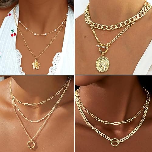 17 MILE 78 Pieces Gold Jewelry Set for Women, 9 Necklace, 24 Bracelet, 22 Earrings, 23 Knuckle Rings Gold Plated Jewerly set for Women Gift thumbnail 2