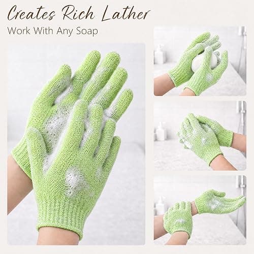 12 Pcs Exfoliating Gloves for Shower, Body Scrub Gloves, 6 Pairs, Nylon | Exfoliating bath gloves for women and men; quick-drying nylon; flexible five-finger fit; six pairs for home, gym, or travel thumbnail 5