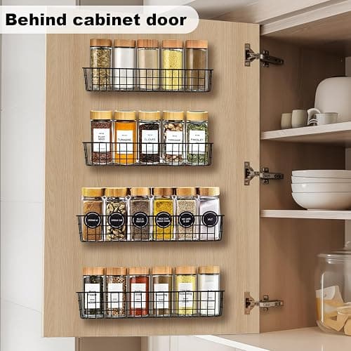 Spice Rack Organizer Wall Mount, 2 Pack Black Seasoning Rack Wire Storage Baskets for Wall or Cabinet Door in Kitchen and RV | Seasoning Rack, Kitchen, RV thumbnail 6