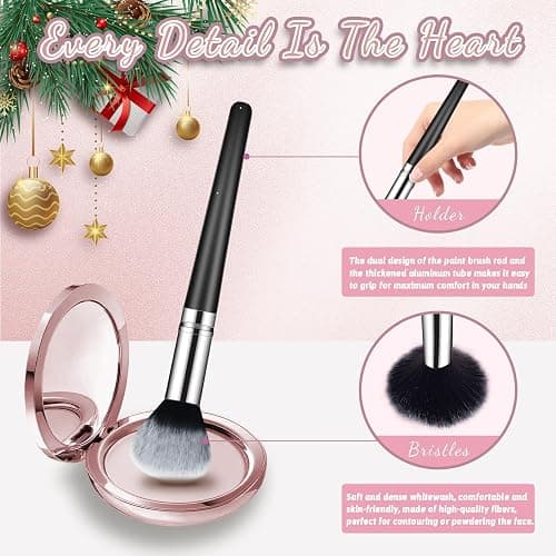 Makeup Brush Set, Premium Synthetic 14 Pcs Makeup Brushes, Travel Makeup Brush Set for Foundation, Concealer, Blush and Eyeshadow Brush(Black) thumbnail 5