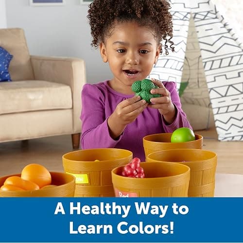 Learning Resources Farmer's Market Color Sorting Set - Play Food for Kids, Toddler Stacking Toys, Grocery and Kitchen Play Toys , Montessori, Fine Motor Skills , Gifts for Boys And Girls thumbnail 2