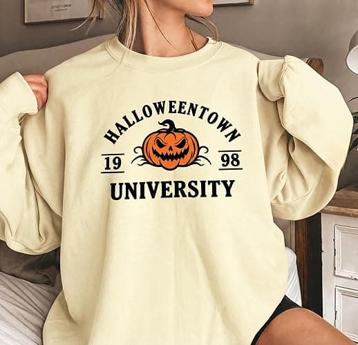 BANGELY Oversized Halloween Sweatshirt Women Spooky Season Pullover Top | Oversized Halloween Sweatshirt Women Vintage Spooky Season Pullover Top Spooky Vibes Letter Print Long Sleeve Shirt thumbnail 4