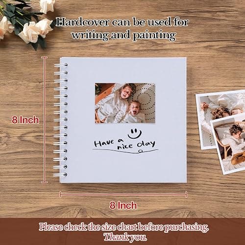 potricher 8 x 8 Inch DIY Scrapbook Album 40 Pages Hardcover Kraft Paper Scrap Book Photo Albums Memory Book for Wedding and Anniversary Family (White, 8 Inch) thumbnail 3