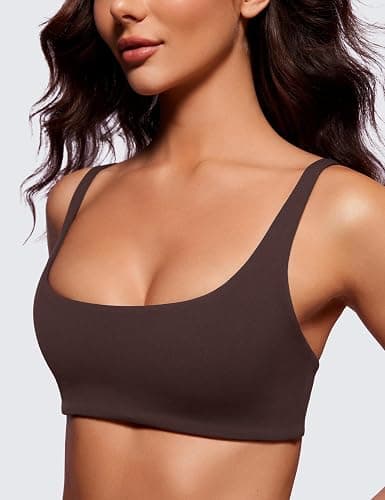 CRZ YOGA Butterluxe Square Neck Sports Bras for Women - Spaghetti Strap Yoga Wireless Low Coverage Padded Cami Crop Top thumbnail 3
