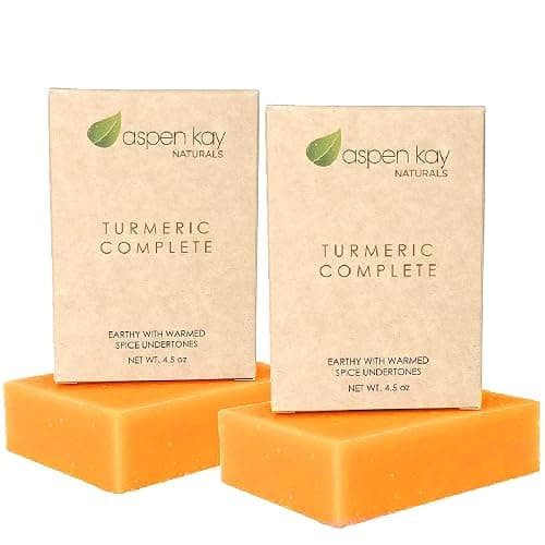 Aspen Kay Naturals Turmeric Soap for Face & Body - made with Organic Shea Butter, Chamomile & Calendula - Gentle Turmeric Face Wash, All Skin Types, Made in USA (2 pack) - Image 1
